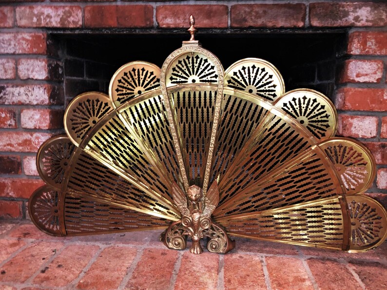 Vintage Intriquely Designed Brass Fireplace Folding Fan Style Etsy