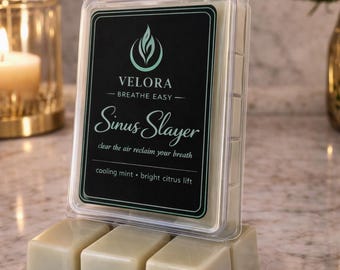 Pastillas de cera para aliviar la sinusitis con menta y eucalipto. Respira con facilidad. Colección Velora.