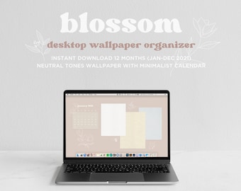 2021 desktop wallpaper organizer blossom flowers bee calendar desktop background high resolution neturals minimal digital download