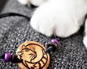 Cat Bracelet, Cat Gifts, Cute Sleeping Kitty, Jewellery for Her, Silver Jingle Bell Bracelet