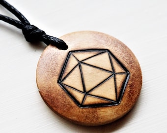 D20 Dice Necklace Pendant, D&D Jewellery for Him, Personalised Gamers Gift for Men