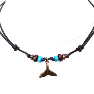 Whale Tail Necklace Cord Choker for Men and Women