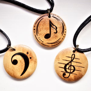 Violinschlüssel Halskette, handgemachte personalisierte Musik Geschenke, Note Schmuck, Bassschlüssel Schwarz Choker für Männer