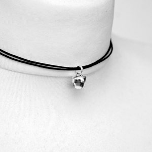 Cat Bell Choker in Silver or Gold, Rope Necklace, Ladies Kitten Collar on Adjustable Cord, Gothic Jewellery Gift image 7