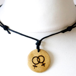 Lesbian Symbol Necklace, Double Venus Charm, Personalised Handmade Lesbian Valentines Gifts, Cute Pride Choker for Girls