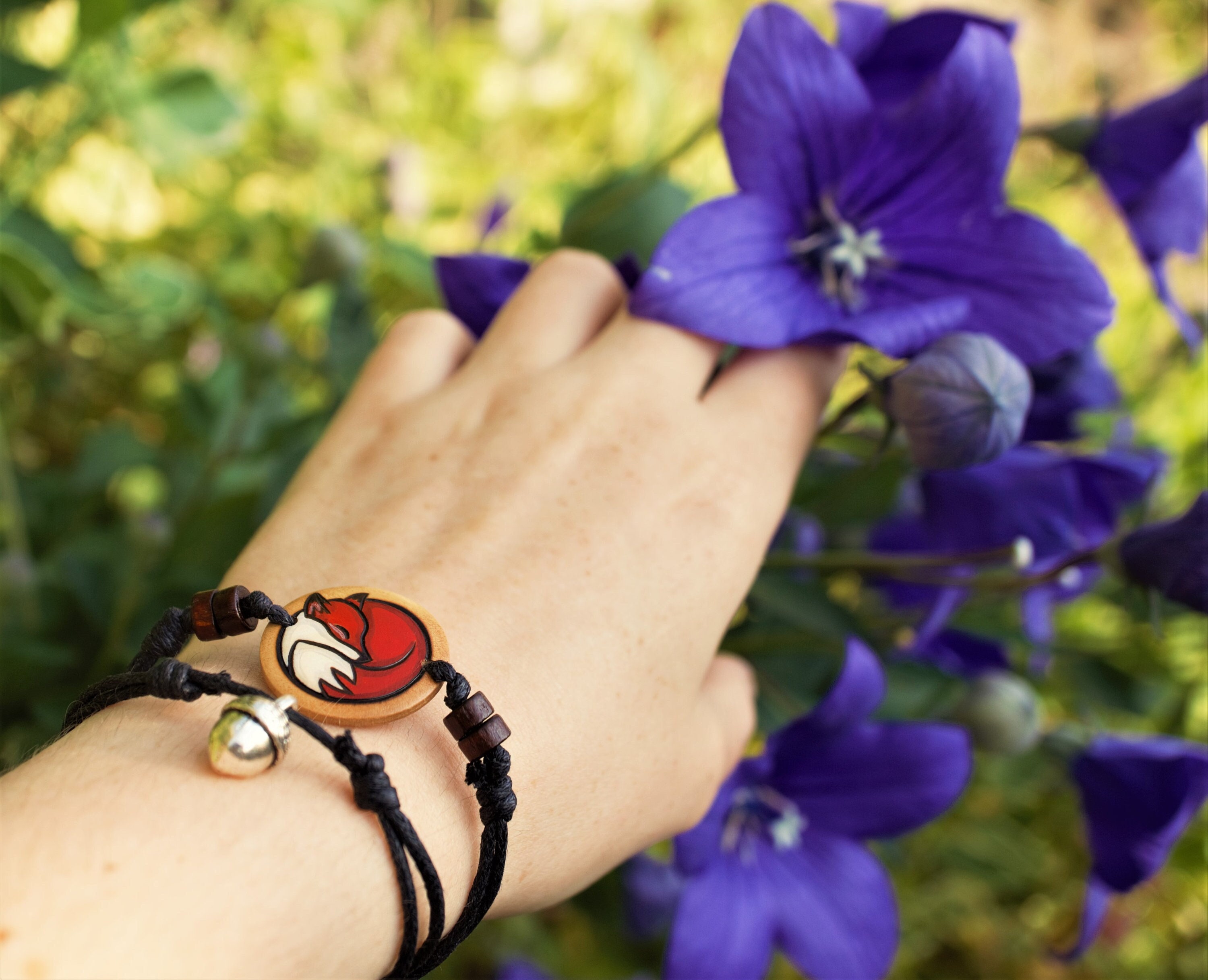 Fox Bracelet Fox Gifts for Her Adjustable Black Cord Silver Etsy UK