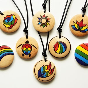 Rainbow Necklace, Personalised Gay Pride Flag Pendant Choker, Diversity Symbol, Colourful Jewellery