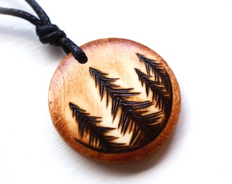 Pine Tree Mens Necklace, Personalised Evergreen Trees, Outdoors Forest Simple Jewellery, Handmade Eco Gift