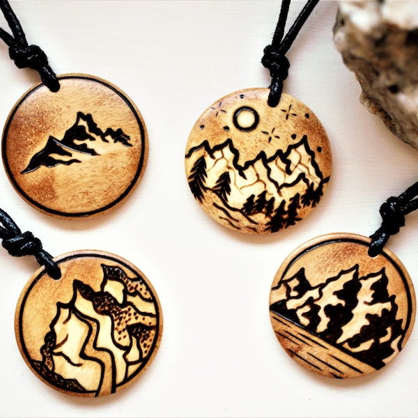 Mountain Necklace for Men, Hiking Gifts, Personalised Adventure Necklace