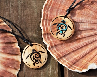Sea Turtle Necklace, Blue Ocean Jewellery, Surfer Pendant, Personalised Mens Gifts