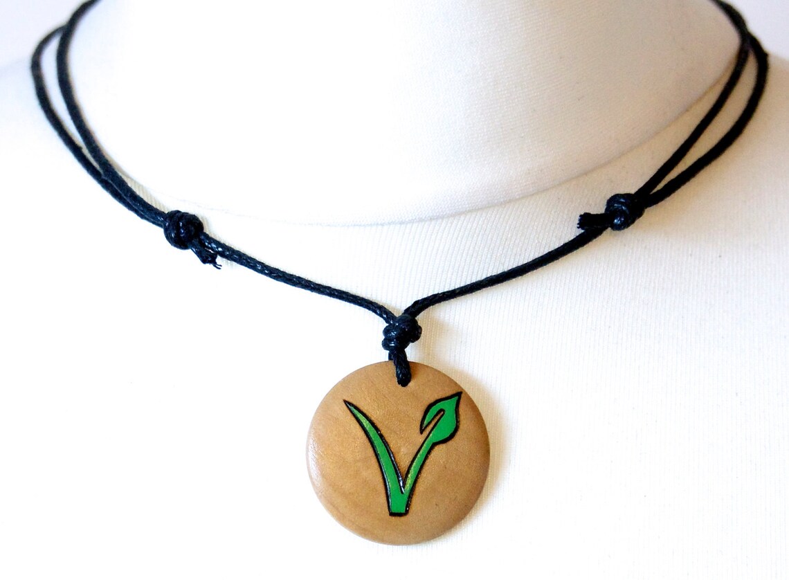 Vegan Vegetarian Symbol Necklace Pendant Vegan Gift Statement Etsy