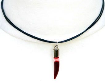 Blood Vial Choker, Empty Option, Black Adjustable Cord Necklace
