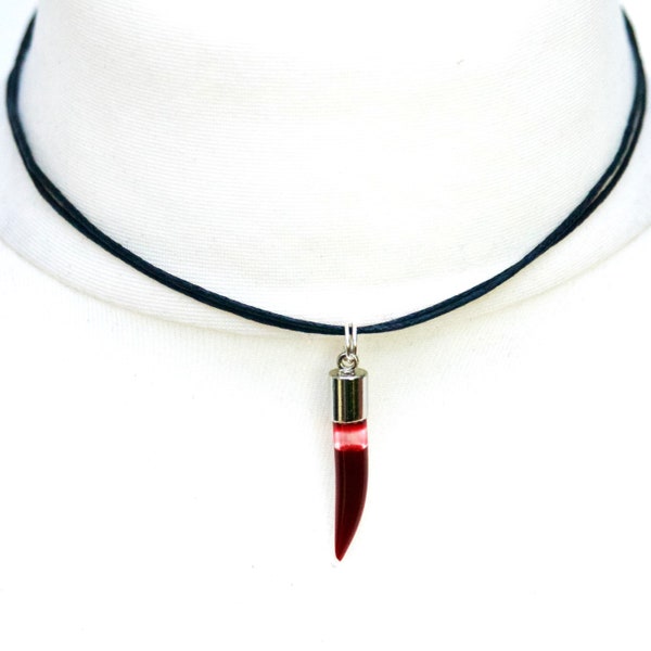 Blood Vial Choker, Empty Option, Empty Blood Vial Necklace, Black Adjustable Cord