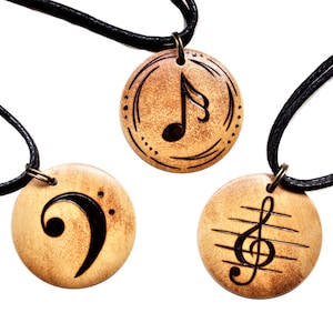 Treble Clef Necklace, Handmade Personalised Music Gifts, Musical Note Jewellery, Bass Clef Black Choker for Men