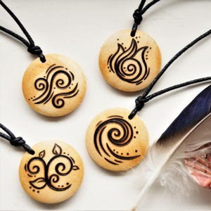Four Elements Necklace Earth Air Fire Water, Wiccan Jewellery, Witch Pendant