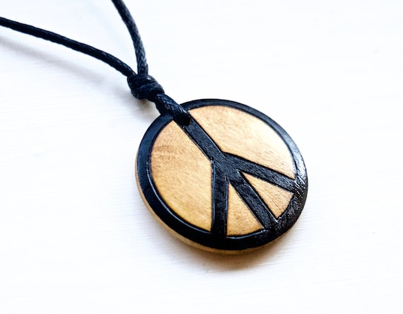 Wooden peace sign necklace clearance