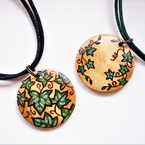Ivy Necklace, Green Leaf Choker, Gift for Her, Forest Leaves Wooden Cottagecore Jewellery