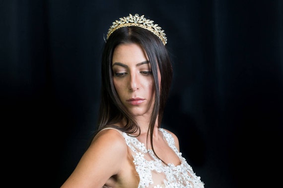 Bridal Tiara Tiara Crystal Tiara Gold Tiararhinestone Etsy