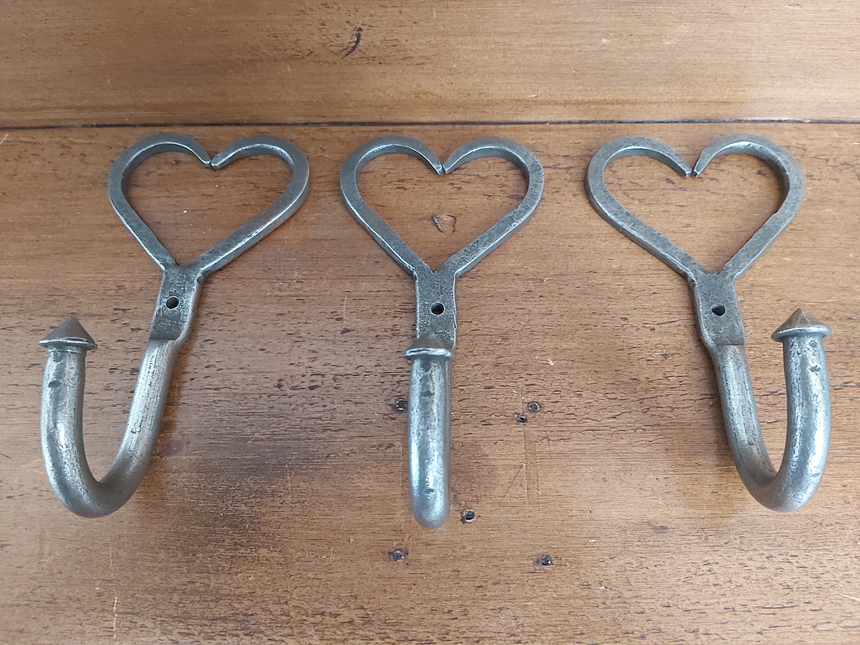 HAND Heart Coat hooks 3 x Antique distressed finish Etsy
