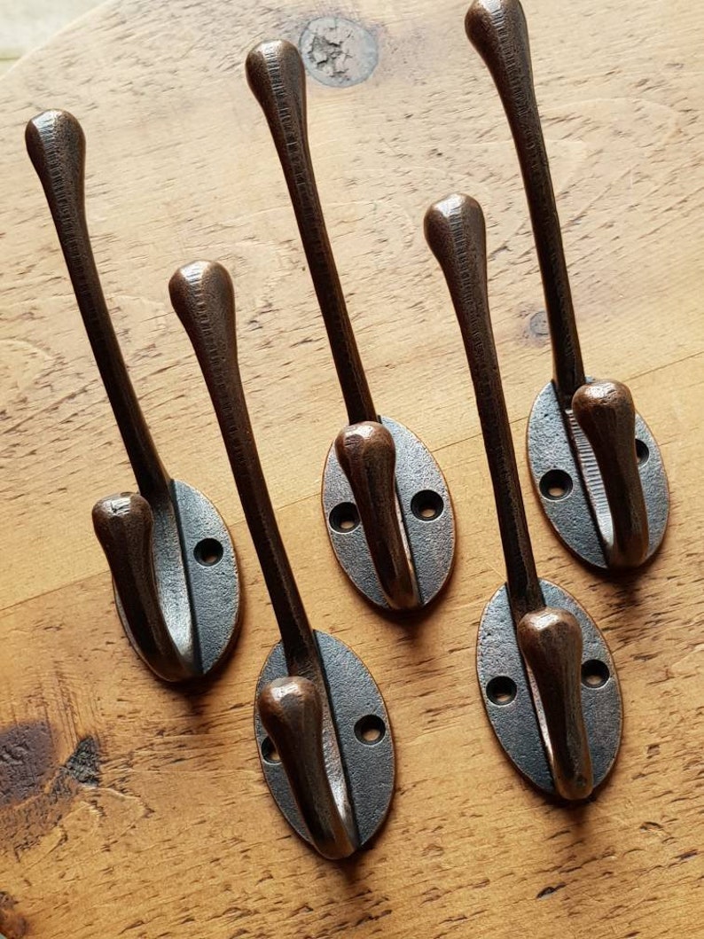 Cast Iron Antique Copper 5 X Coat Hooks Metal Wall Coat Pegs Etsy