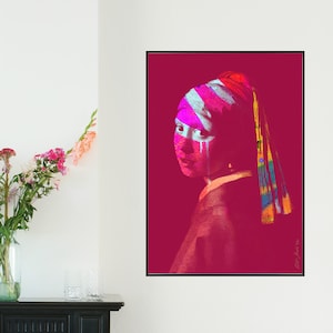Art Print High Quality- Girl with Pearl Earring- 16,5 x 23,4&quot; (A2) - Rich Colors- Bordeaux Red- Grafitti Urban- Street Art- ROCO Studio
