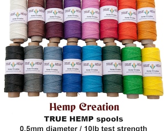 Natural Hemp Twine: 24 Spools, Assorted Colors (0.5mm, 10lb)