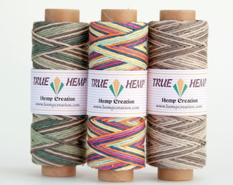 NATURAL HEMP Assorted Cord in Spool - 1mm diameter 20lb test - 205feet / 62m / 50gram -