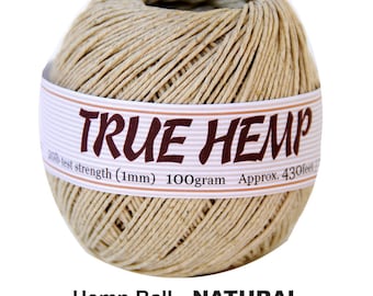 Natural Color Hemp Cord 20lb 1mm 430feet/130m or 10lb 0.5mm 630feet - 100gram