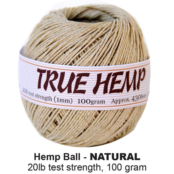 Natural Color Hemp Cord 20lb 1mm 430feet/130m or 10lb 0.5mm 630feet - 100gram