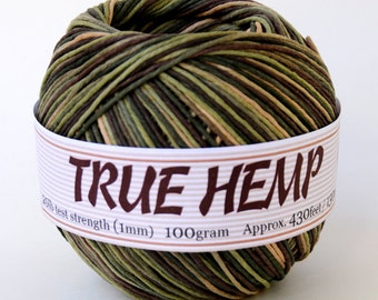 Hemp Cord Variegated Forest 20lb 1mm 430feet/130m 100gram Ball