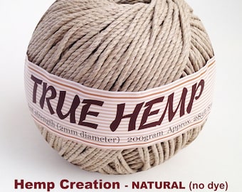TRUE HEMP big ball - NATURAL (no dye) 2mm 48lb - HempCreation 285feet/ 87m 200gram