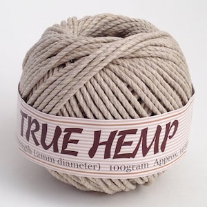 TRUE HEMP Big ball - NATURAL (no dye) 2mm 48lb - Hemp Creation 140feet/ 43m 100gram