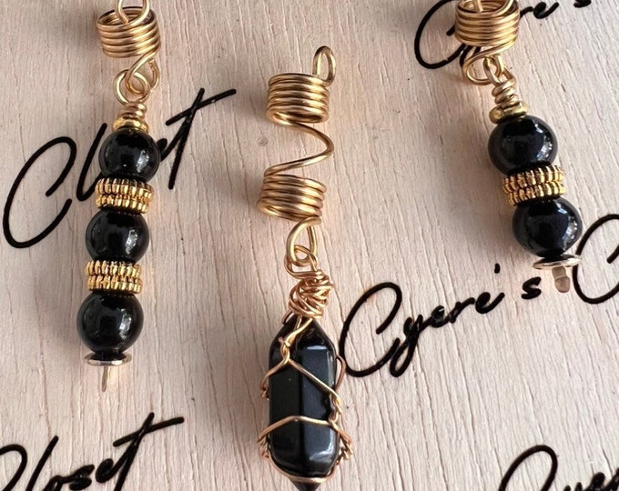Designs by Cyere Onyx  Loc and Braid Jewelry Set