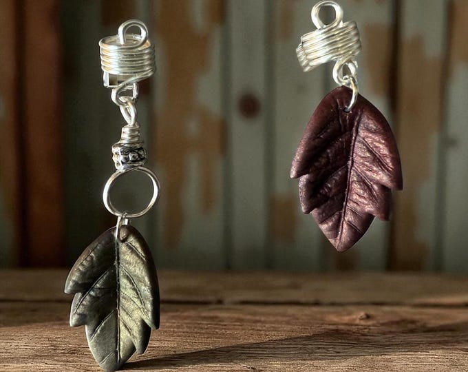 Handmade Leaf Loc Jewelry Set: Wire Wrapped Charms for Braids