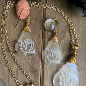 Design's by Cyere Original Engraved Rose Transparent Necklace and ...