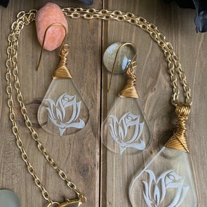 Design's by Cyere Original Engraved Rose Transparent Necklace and ...