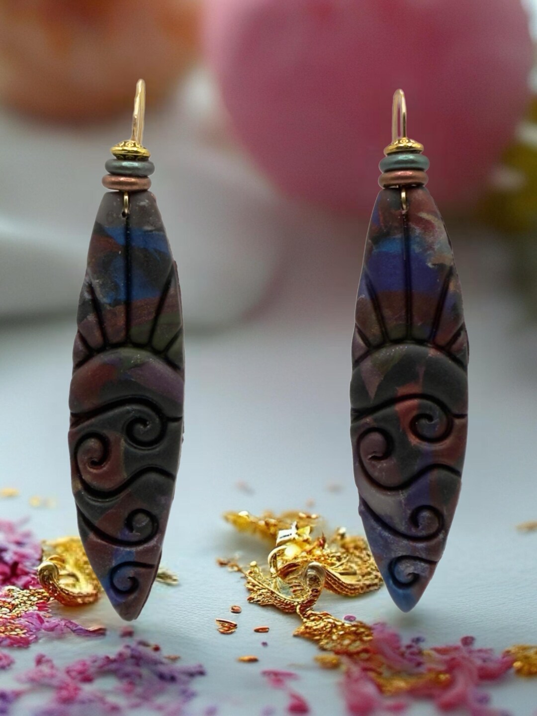 Designs by Cyere Royal Aura Sculpted Earrings - Etsy