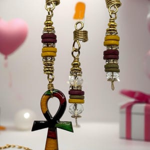 Designs by Cyere Royal Roots Ankh Loc and Braid Jewelry Set
