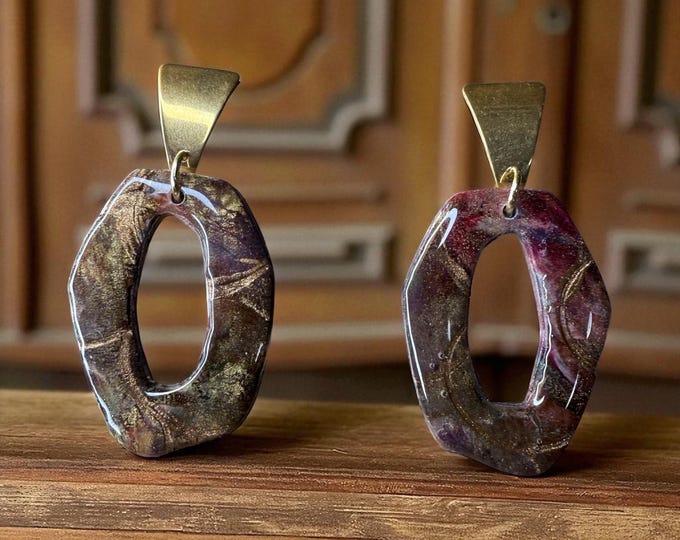 Enchanted Moss Statement Earrings | Handmade Polymer Clay Jewelry | Bold Lightweight Earrings by Cyere’s Closet