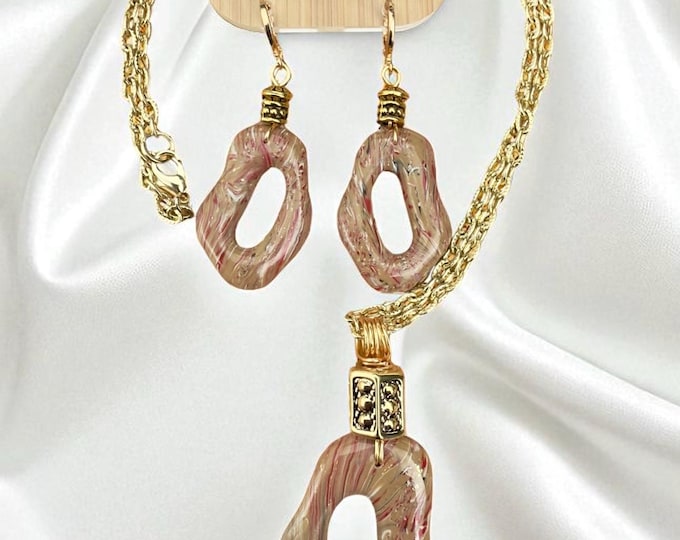 Designs by Cyere Gilded Swirl Elegance Earring and Necklace Jewelry  Set