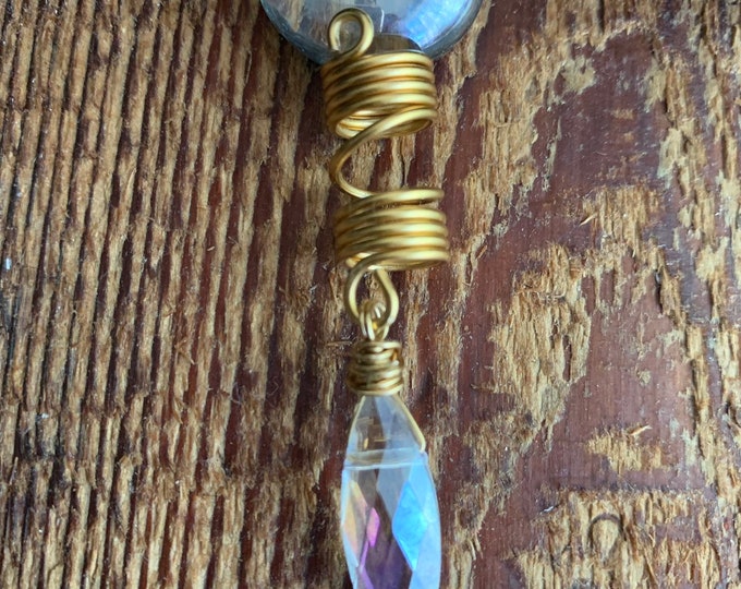 Design's by Cyere Loc and Braid Glass Charm Accent  piece.