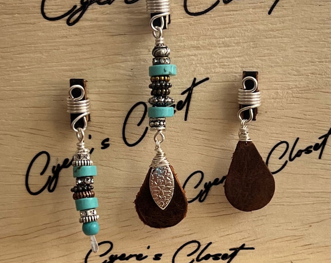 Design's by Cyere  Leather and Turquoise Loc and Braid Jewelry Set