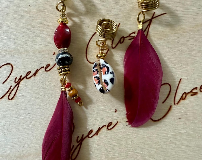 Designs by Cyere Crimson Wild Loc and Braid Jewelry Set