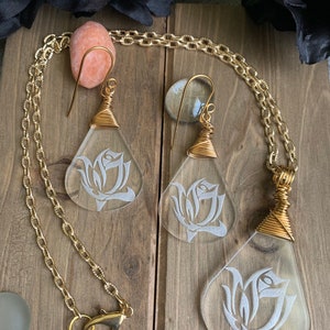 Design's by Cyere Original Engraved Rose Transparent Necklace and ...