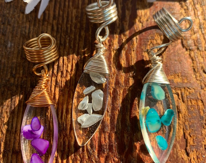 Design's by Cyere River Stone Charm Loc and Braid Accent  piece.