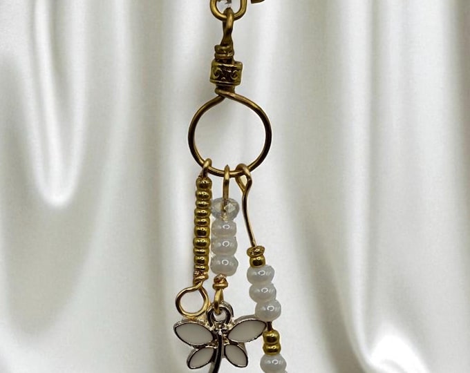 Designs by Cyere Dragonfly Dreams Loc and Braid Jewel – Shell & Tiger’s Eye Hair Accessory