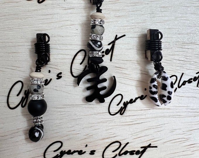 Designs by Cyere Black Gye Nyame Loc and Braid Jewelry Set