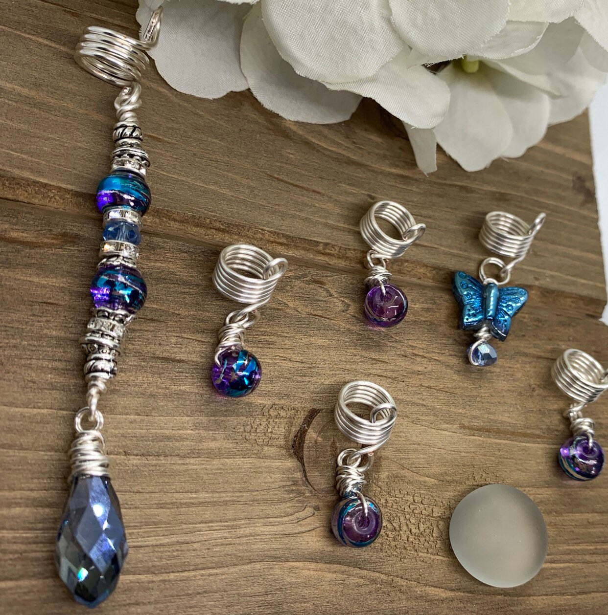 DBC Blue Butterfly Loc and Braid Jewelry Set