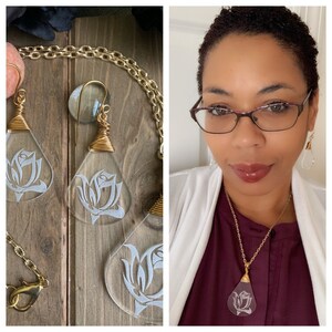 Design's by Cyere Original Engraved Rose Transparent Necklace and ...