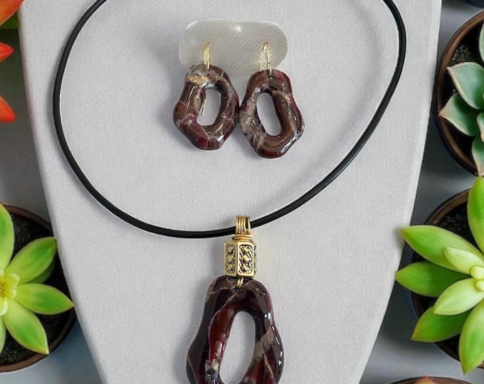 Designs by Cyere Crimson Essence Earring and Necklace Jewelry Set